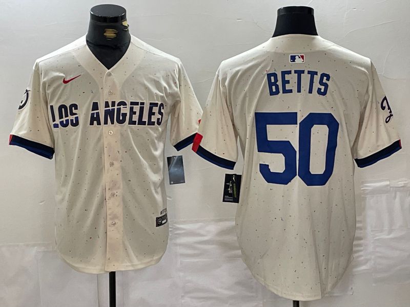 Men Los Angeles Dodgers #50 Betts Cream Fashion Nike Game MLB Jersey style 1->los angeles dodgers->MLB Jersey